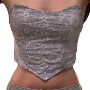 light blue embroidered tube top